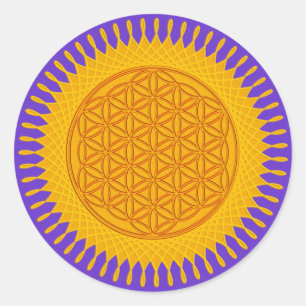 Flower Of Life - yellow sunny Classic Round Sticker