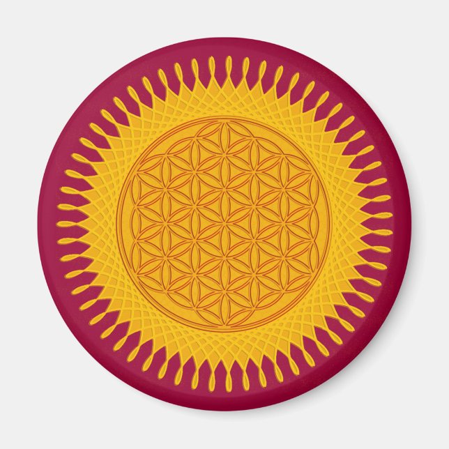 Flower Of Life - yellow sunny Magnet (Front)