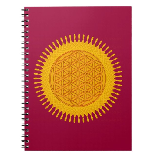 Flower Of Life - yellow sunny Spiral Notebook (Front)