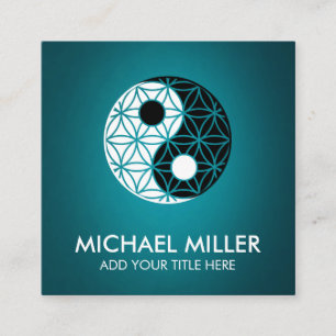 Flower of life - Yin Yang symbol Square Business C Card