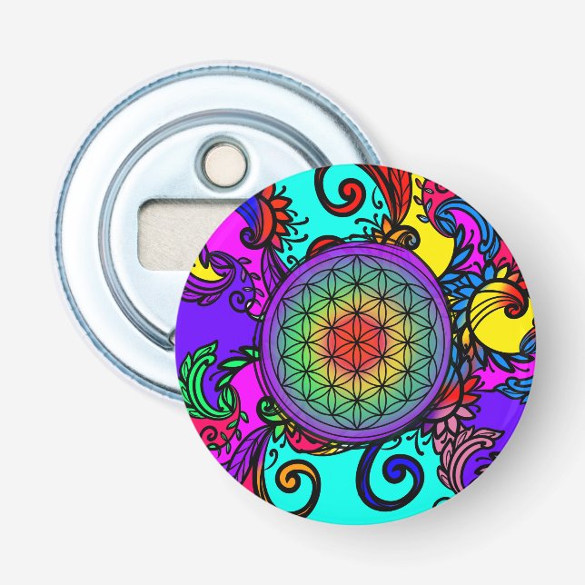 Flower of life zen Chakra Bottle Opener (Front)