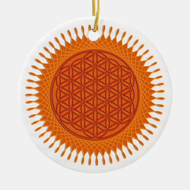 Flower Of Live / sunny design Ceramic Tree Decoration (Front)