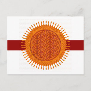 Flower Of Live / sunny design   dark red stripe Postcard