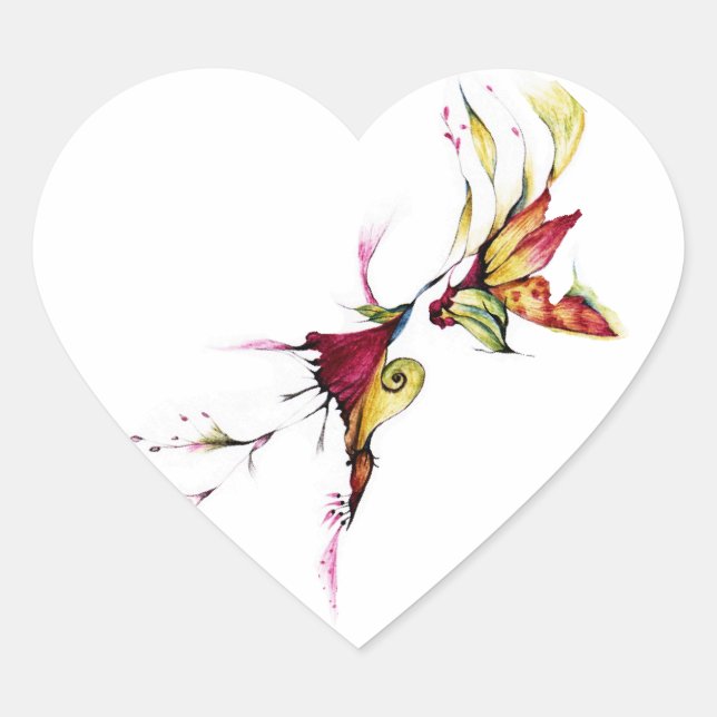 Flower of love heart sticker (Front)