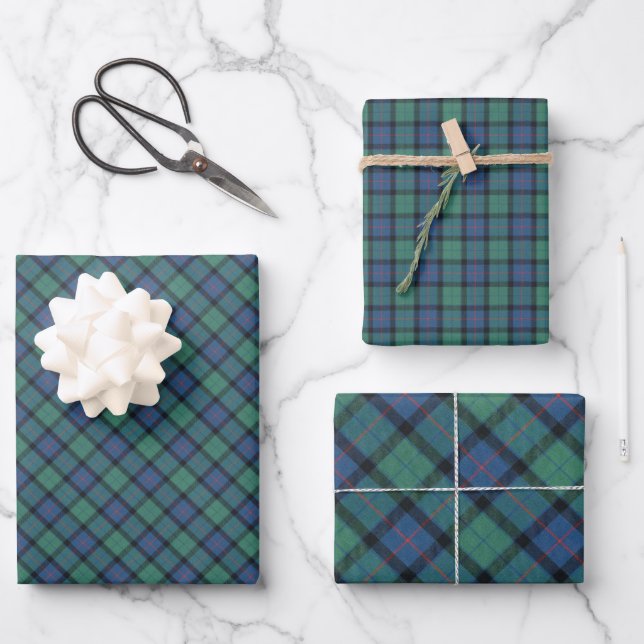 Flower of Scotland Scottish Tartan Wrapping Paper Sheet (Front)