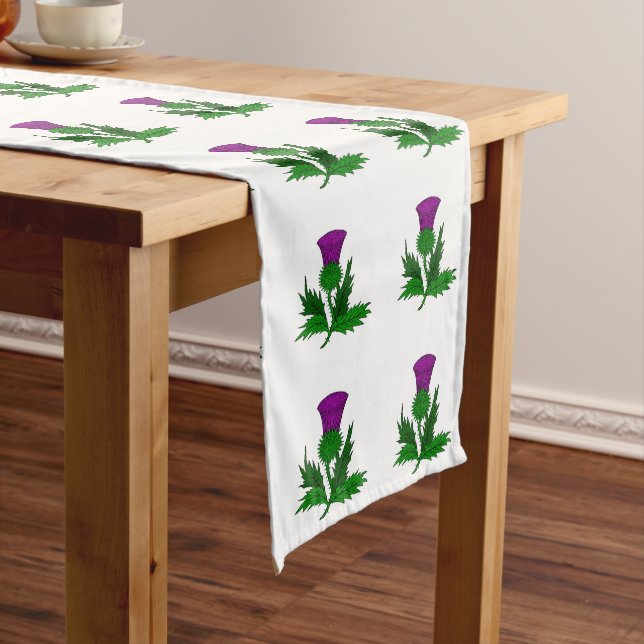 Flower of Scotland Thistle On White Medium Table Runner (In Situ)