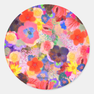 Flower oils classic round sticker