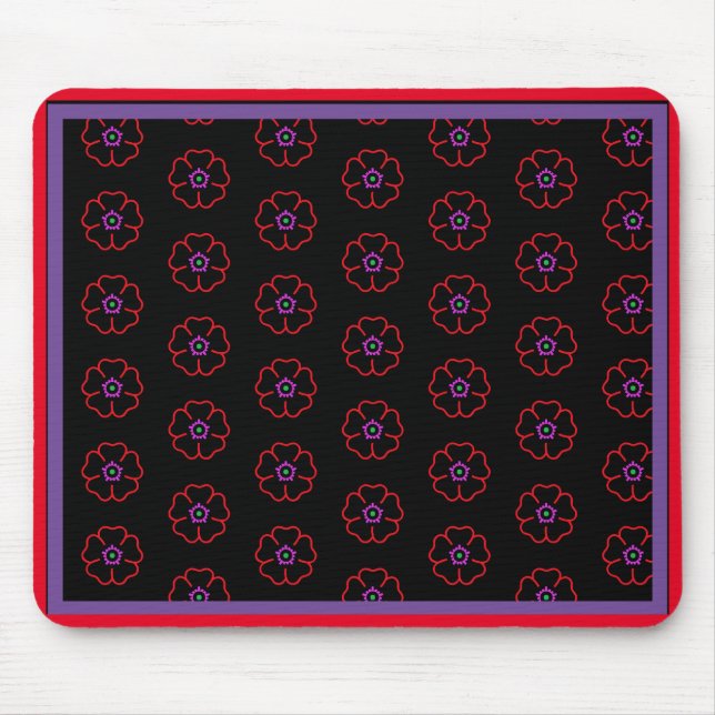 Flower on a Black Background Custom Personalised Mouse Pad (Front)