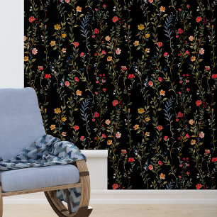 Flower on  black Vines Wallpaper