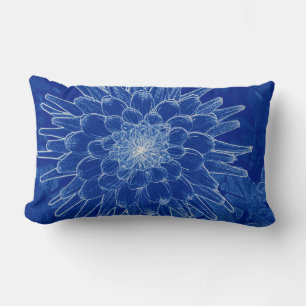 flower on blue lumbar cushion