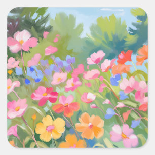 Flower on Field Square Sticker