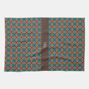 Flower Orange Blue Minimal Pattern Tea Towel