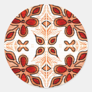 Flower Orange Inspired by Portuguese Azulejos Classic Round Sticker