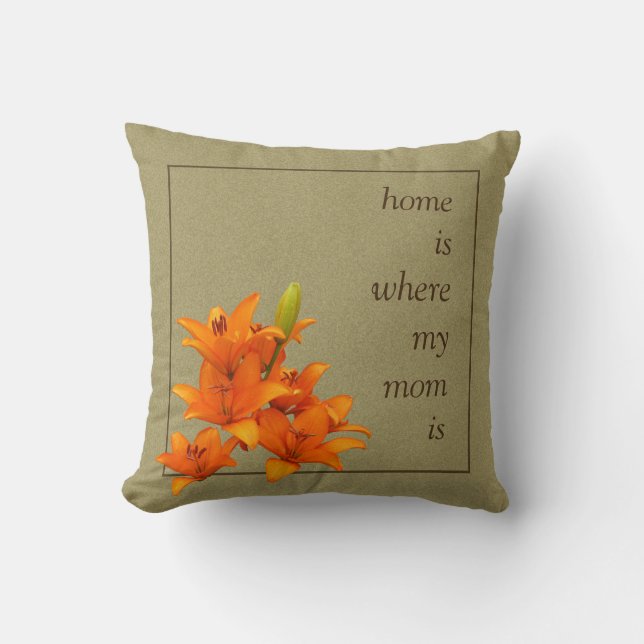 Flower Orange Lilies for Mum Custom Text 2 in 1 Cushion (Front)