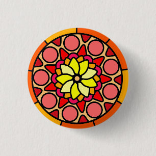 Flower Orange Yellow Mandala Happy Sunny 3 Cm Round Badge