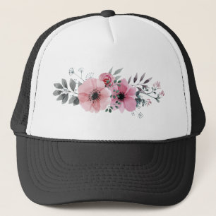 Flower Ornament Nature Pink Plant Floral Rose Trucker Hat