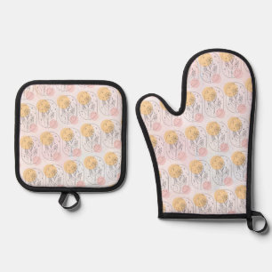 Flower Oven Mitt & Pot Holder Set