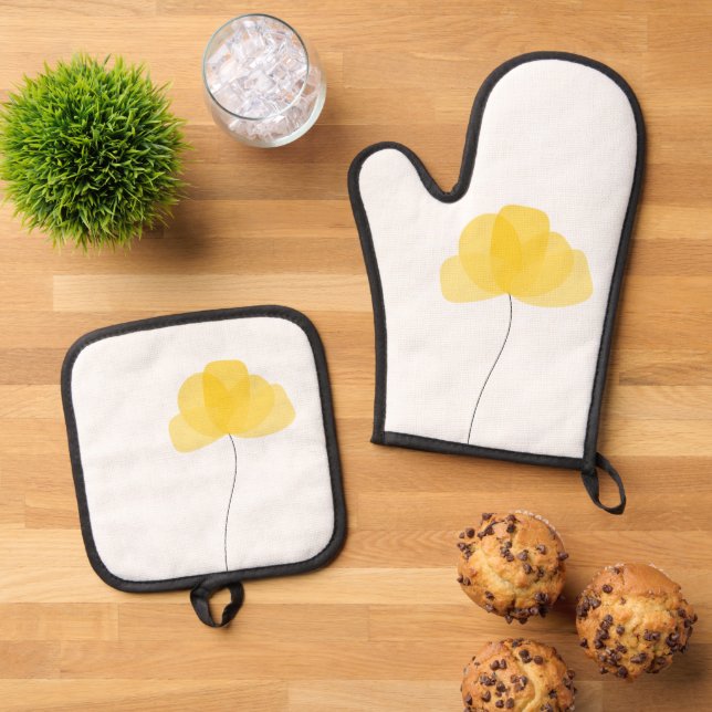 Flower Oven Mitt & Pot Holder Set (Top Down)