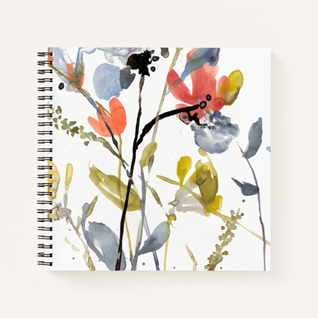 Flower Overlay - Watercolor Flowers & Stems Notebook (Front)