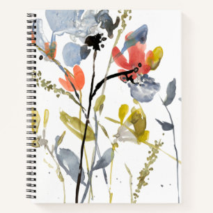 Flower Overlay - Watercolor Flowers & Stems Notebook