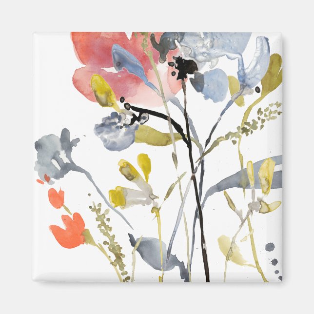 Flower Overlay - Watercolor Pastel Flowers Magnet (Front)