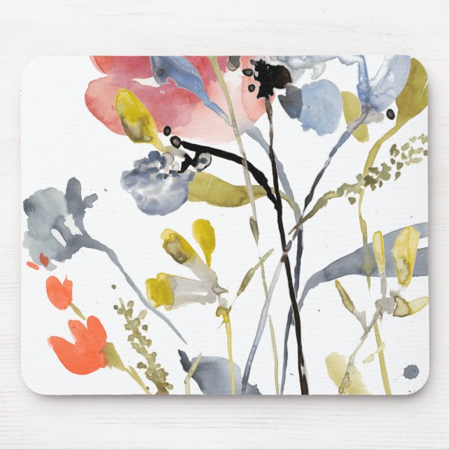 Flower Overlay - Watercolor Pastel Flowers Mouse Pad (Front)