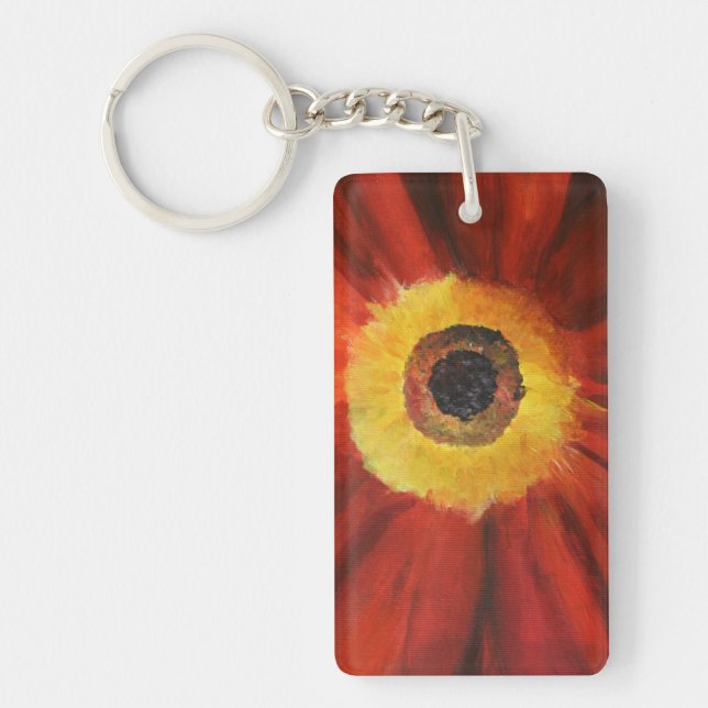 Flower Painting Rectangle (double-sided) Keychain (Front)