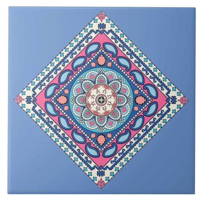 Flower Paisley™ Ceramic Tile (Front)
