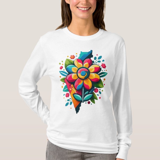 Flower Palestine Flag, Free Palestine, Flower Art T-Shirt (Front)