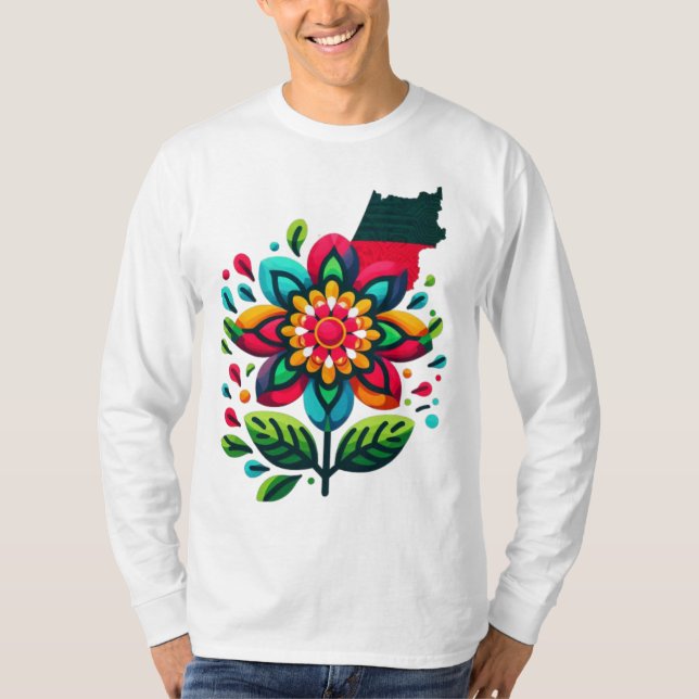 Flower Palestine Flag, Palestine will be Free, Flo T-Shirt (Front)