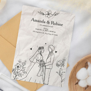Flower Paper Art Wedding Invitation