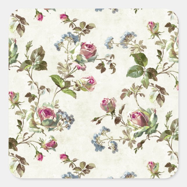 Flower Paper Iamge Square Sticker (Front)