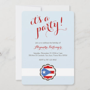 Flower Party, Puerto Rican Flag Invitation