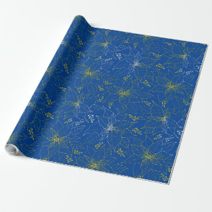 Flower pattern 02D.b Blue BG Wrapping Paper