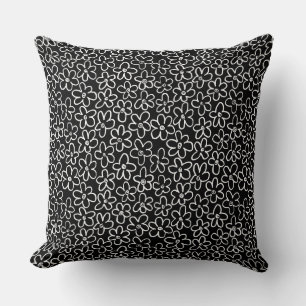 Flower Pattern 080821 - White and Black Cushion