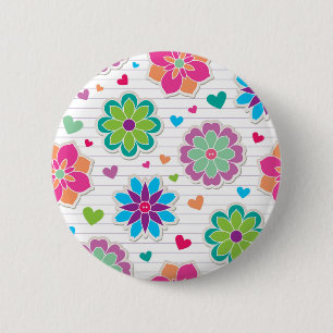 Flower pattern 6 cm round badge