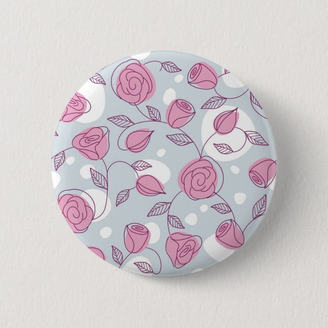 Flower pattern 6 cm round badge (Front)