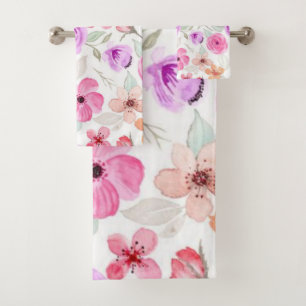 Flower pattern bath towel set