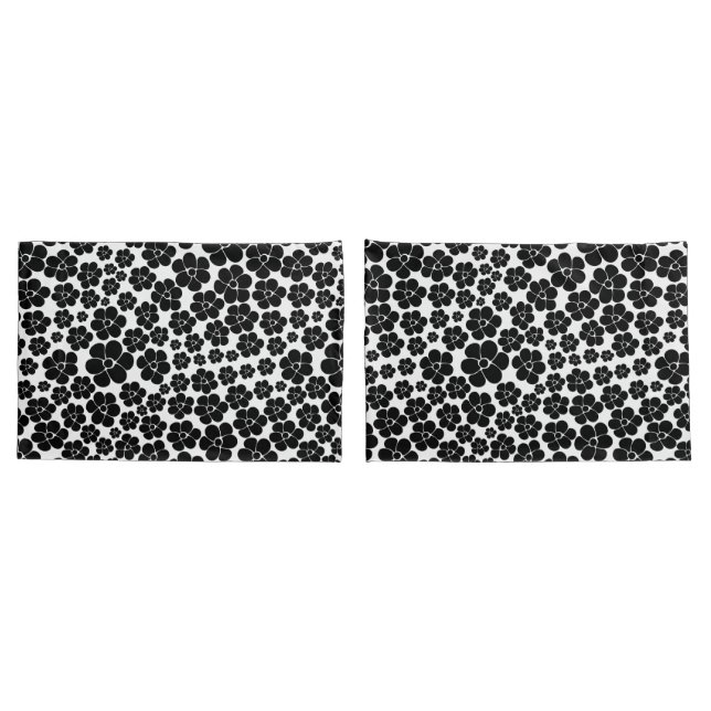 Flower Pattern - Black and White Pillowcase (Back-Set)