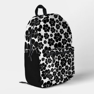 Flower Pattern - Black and White Printed Backpack