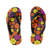 Flower Pattern - Black, Pink, Orange and Yellow