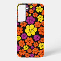 Flower Pattern - Black, Pink, Orange and Yellow