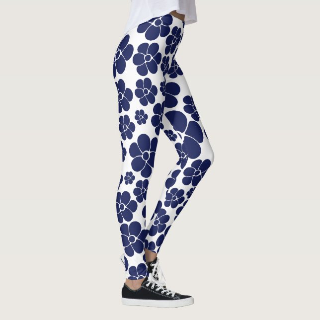 Flower Pattern - Blue and White Leggings (Right)
