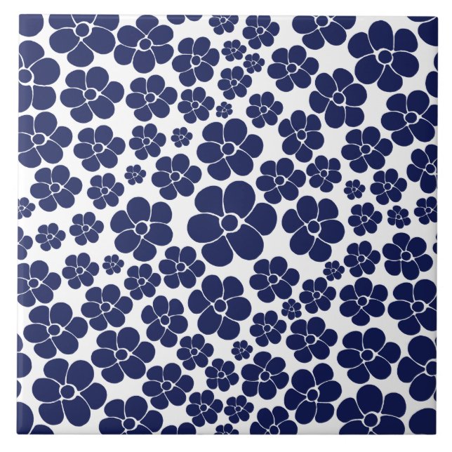 Flower Pattern - Blue and White Tile (Front)