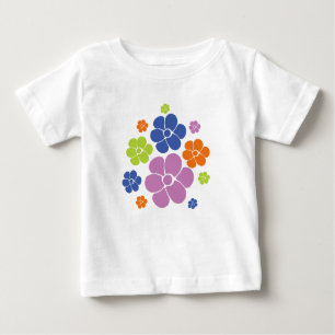 Flower Pattern - Blue, Orange, Purple, Green Baby T-Shirt
