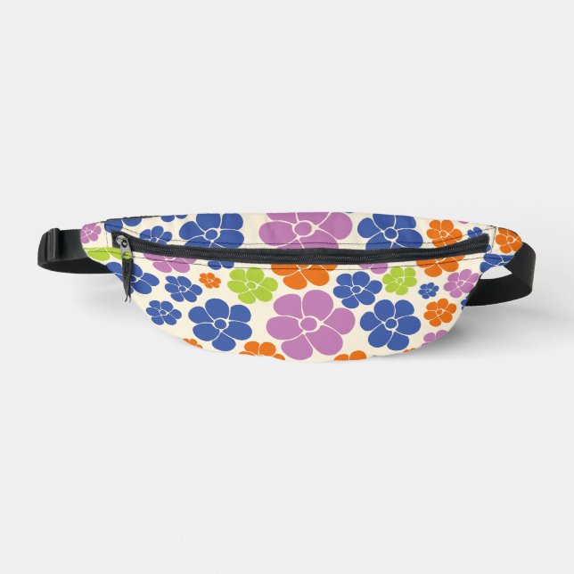 Flower Pattern - Blue, Orange, Purple, Green Bum Bags (Front)