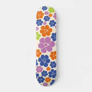 Flower Pattern - Blue, Orange, Purple, Green Skateboard