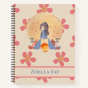 Flower Pattern Chibi Girl Notebook