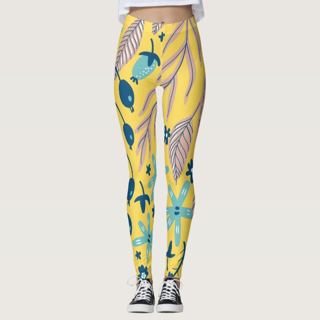 Flower pattern colourful shining beauty  leggings (Front)