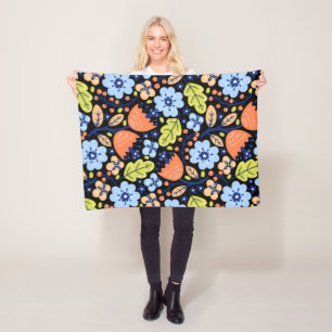 Flower pattern colourful shining  fleece blanket